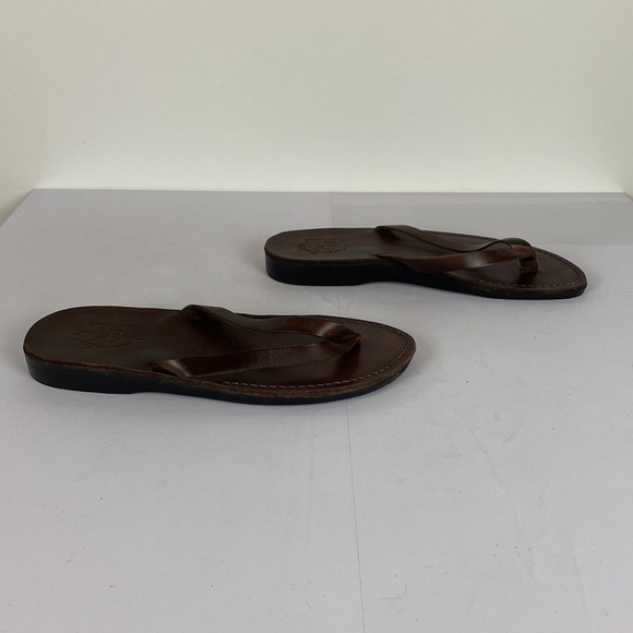 Jerusalem Sandals, Men’s Brown Leather Flip Flops, Size 13 - Picture 4 of 8